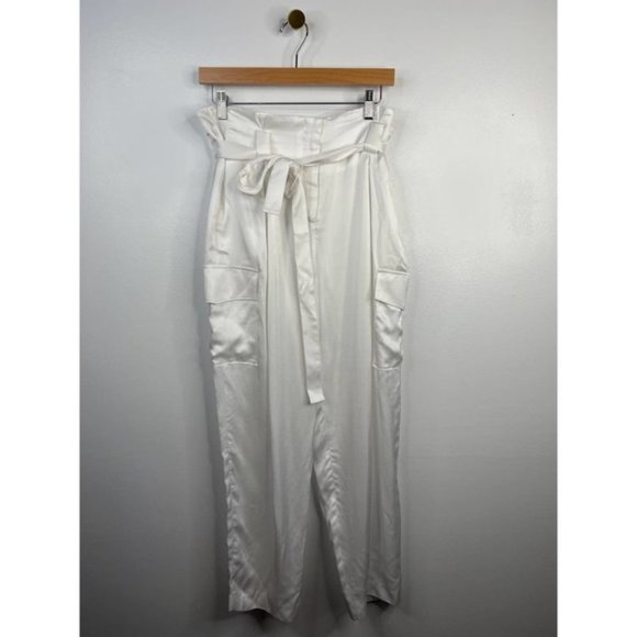 L'Agence Roxy Paperbag Women's Tie Waist Cargo Pant White Size: 8 NWT - Picture 2 of 11